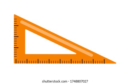 Ilustración vectorial de la regla de cuadrados fijados aislada en fondo blanco. Papelería para dibujar. Matemáticas o elementos de geometría relacionados con la escuela. Volver al elemento de tema escolar