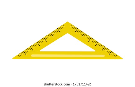 Ilustración vectorial de la regla de cuadrados fijados aislada en fondo blanco. Papelería para dibujar. Matemáticas o elementos de geometría relacionados con la escuela. Volver al elemento de tema escolar