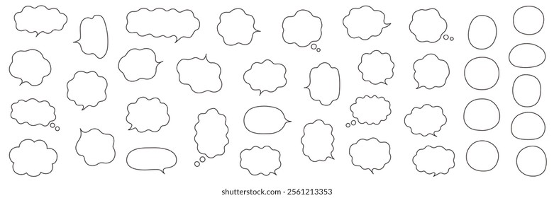 A vector illustration set of squiggly speech bubbles. Speech balloon, frames, ornaments, curves