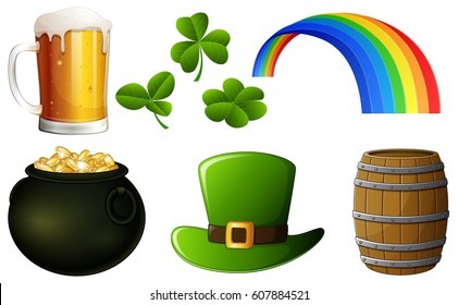 Vector illustration of Set of St Patrick s Day