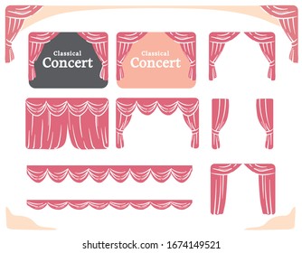 Dibujo vectorial de cortinas escénicas para teatro o concierto.