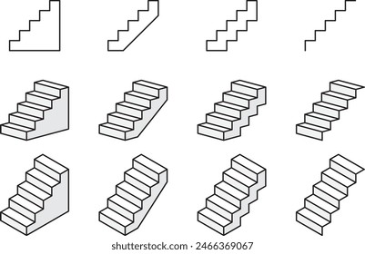 Ilustración vectorial conjunto de escaleras de varias Formas