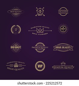 vector illustration set of stamps gold for use in business and commerce