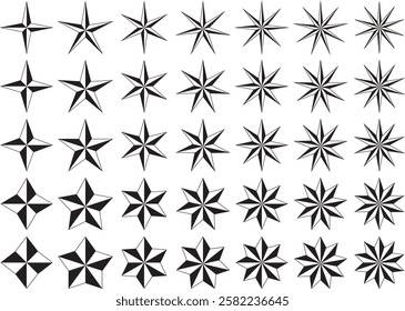 Vector illustration set of stars of various shapes