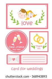 Vector illustration set of stickers for wedding