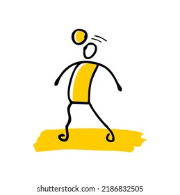 A vector illustration set of Stickman Stick Figure Playing Football Sport 