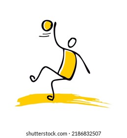 A vector illustration set of Stickman Stick Figure Playing Football Sport 