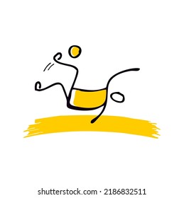 A vector illustration set of Stickman Stick Figure Playing Football Sport 