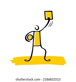 A vector illustration set of Stickman Stick Figure Playing Football Sport 