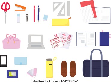 Vector illustration set of student goods