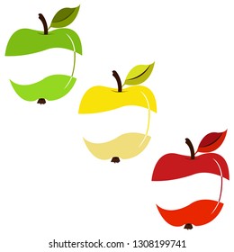 Vector illustration set of stylized apples
