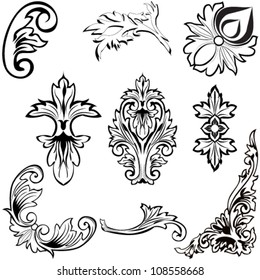 Vector illustration. Set of stylized floral elements for design.
