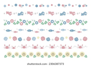Vector illustration set of summer decorative borders