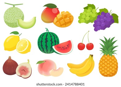 Conjunto de ilustraciones vectoriales de frutos de verano