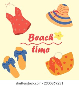 Vektorgrafik-Set von Sommerartikeln für Strandzeit