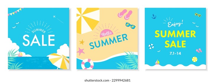 Vector illustration set for summer sale. for banners and posters.