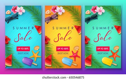 Vector illustration of Set of summer sale banner template