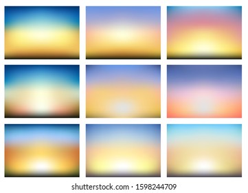 Vector illustration of set sunrise sky beautiful colors in the morning light