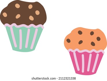 Ilustración vectorial. Un conjunto de dulces. Cernillo de chocolate y vainilla