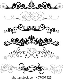 Vector illustration: set of swirling  decorative floral elements