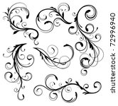 Vector illustration set of swirling flourishes decorative floral elements