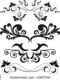 Vector illustration set of swirling flourishes decorative floral elements
