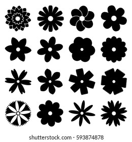 Vector Illustration/ Set of Symbolic Black Flowers.