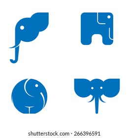 Vector illustration of a set of symbolic images of elephants