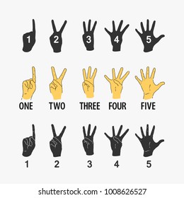 Vector Illustration Set of Symbols Counting Hands