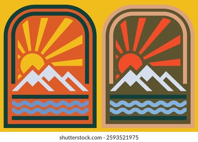 vector illustration of a set of symbols of the mountain