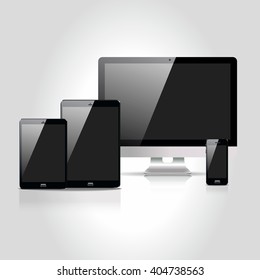 vector illustration set tablet phone monitor realistic template