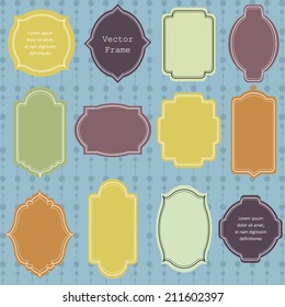 Vector illustration of a set of tags and frames