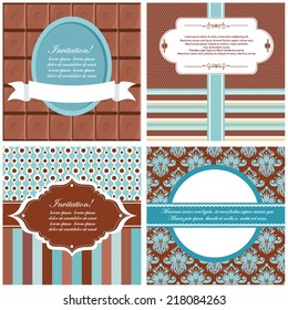 Vector illustration of a set of tags, labels, postcard templates in chocolate, brown colors