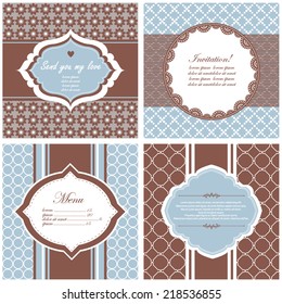 Vector illustration of a set of tags, labels, postcard templates in chocolate, brown colors