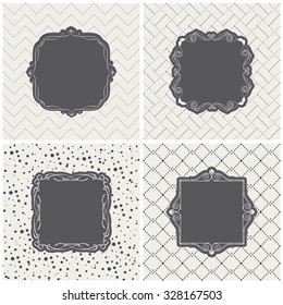 Vector illustration of a set of tags, labels with blank calligraphic frames in the center for you arts and design