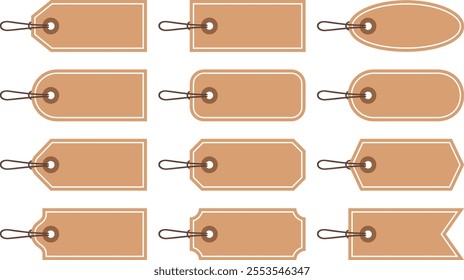 Vector illustration set of tags and price tags of various shapes