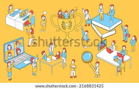 Vector illustration set of talent management in office.