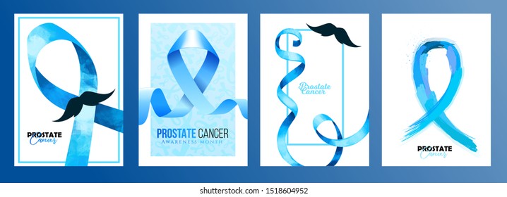 vector illustration set of tape preventing the male prostate disease and cancer obstraktny symbol blue ribbon, realistic tape, and the tape symbol painted in watercolor