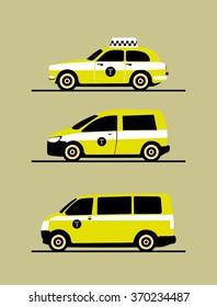 vector illustration set of taxis in a flat style