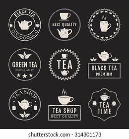 Vector illustration, set of tea logos.