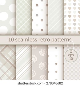 Vector illustration: set of ten vintage backgrounds for scrapbook in white and beige colors