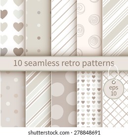 Vector illustration: set of ten vintage backgrounds for scrapbook in white and beige colors