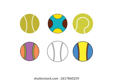 eine Vektorgrafik eines Satzes von Tennisball-Symbolen