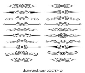Vector Illustration. Set of text delimiters and ornamental calligraphic lines.
