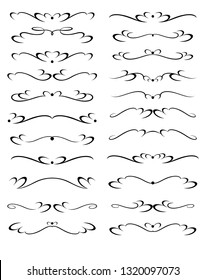 Vector Illustration. Set of text delimiters and ornamental calligraphic lines and floral elements.
