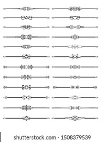 Vector Illustration. Set of text delimiters and ornamental calligraphic lines.