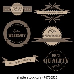 Vector illustration of set of text frames. Brown tone on black background. Background in separate layer.