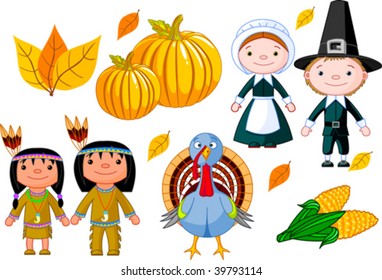 Vector illustration set of thanksgiving icons