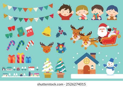 Vector illustration set that can be used for Christmas cards, etc.