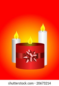 A vector illustration with a set of three candles on a red background can be used as christmas illustration